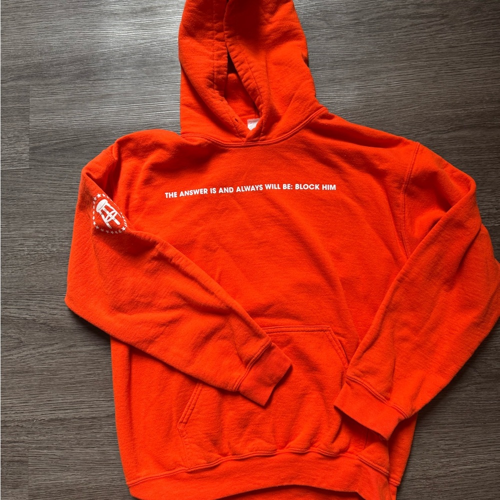 Call Her Daddy Bright Orange Hoodie with White Text